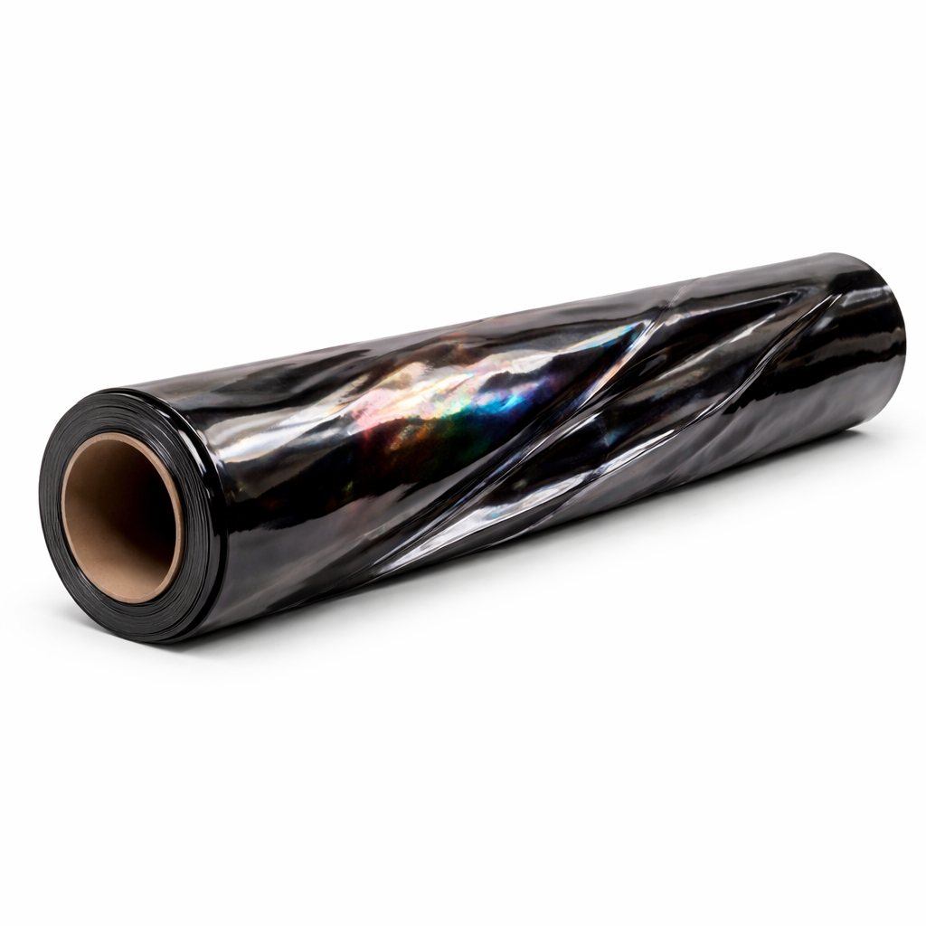 Black Holographic PU Leather Material