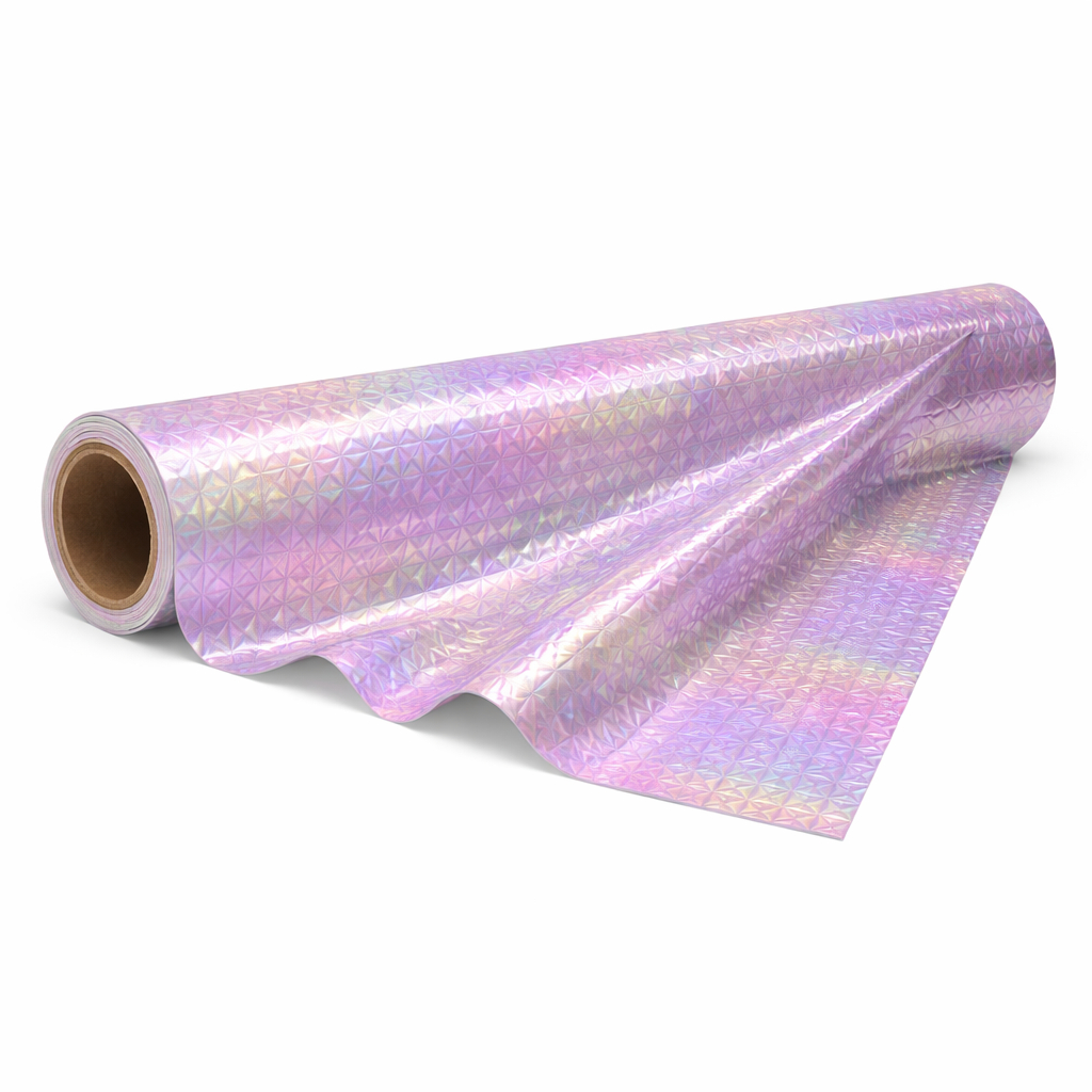 Embossed Holographic Synthetic Leather Fabric   Geometric Iridescent PU Upholstery Material