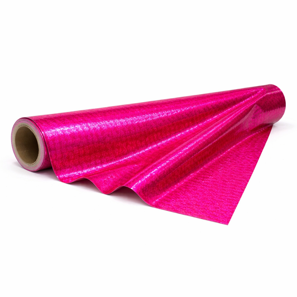 Hot Pink Holographic Glitter Leather Fabric