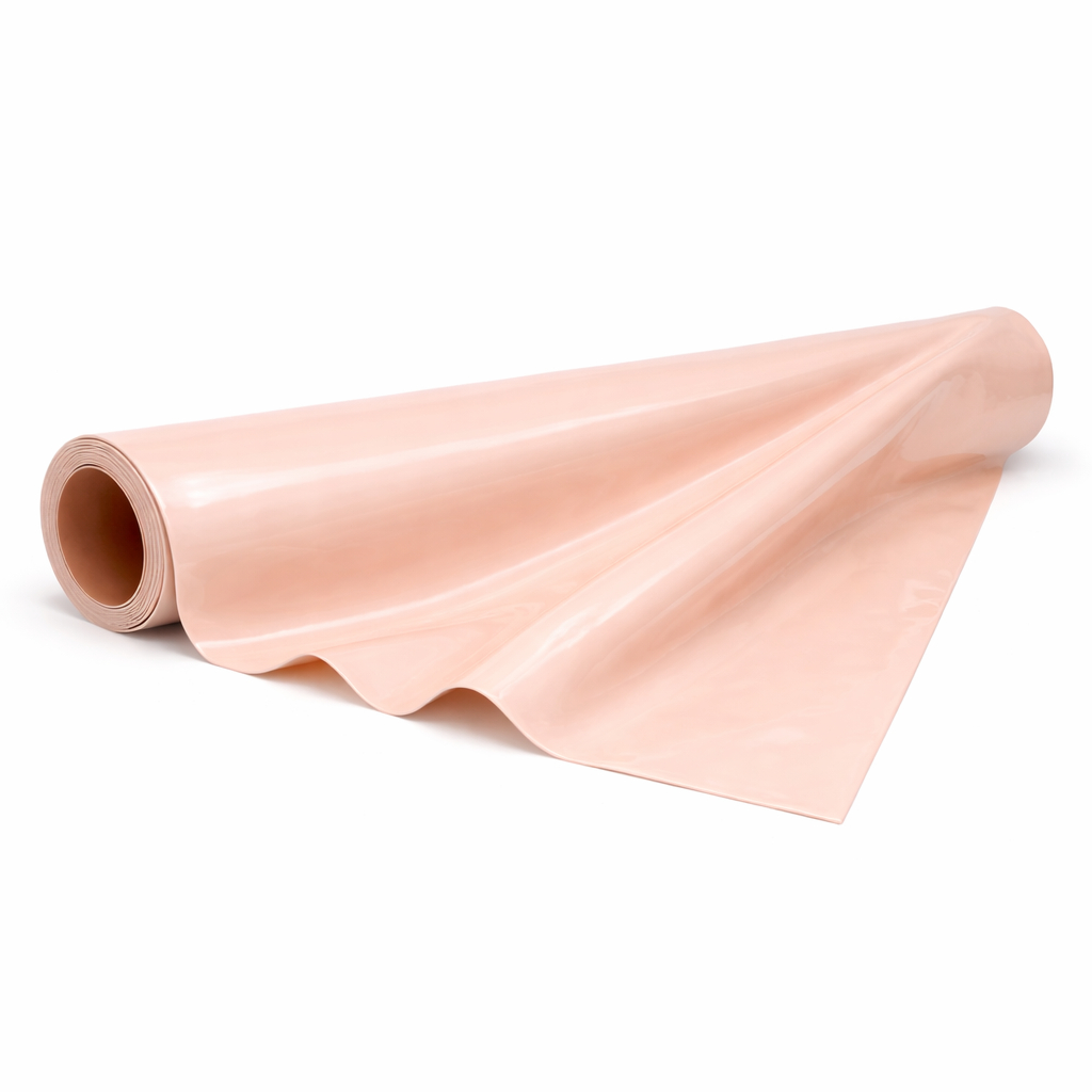 Glossy Peach Synthetic Leather Fabric   High Shine PU Upholstery Material