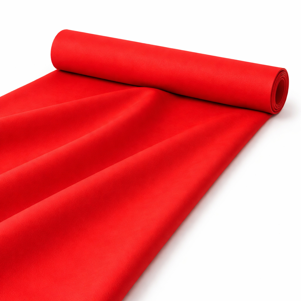 Velvet Red Synthetic Leather Fabric