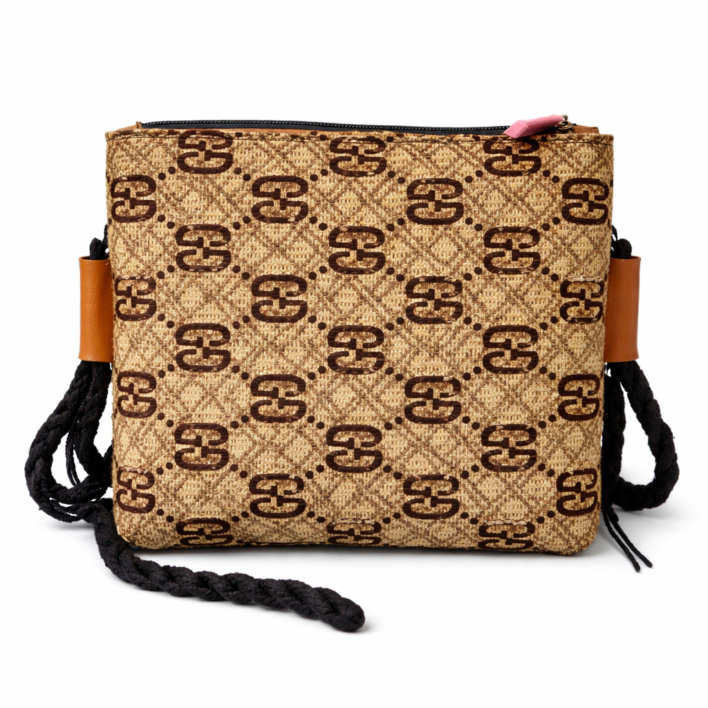 Compact Patterned Crossbody Utility Bag with Rope Strap