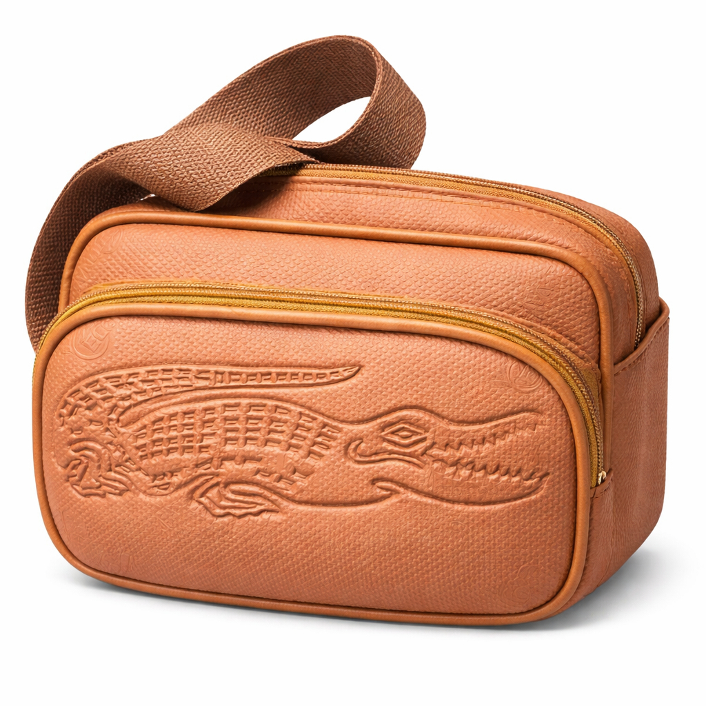 Compact Brown Dual Zip Utility Waist Bag