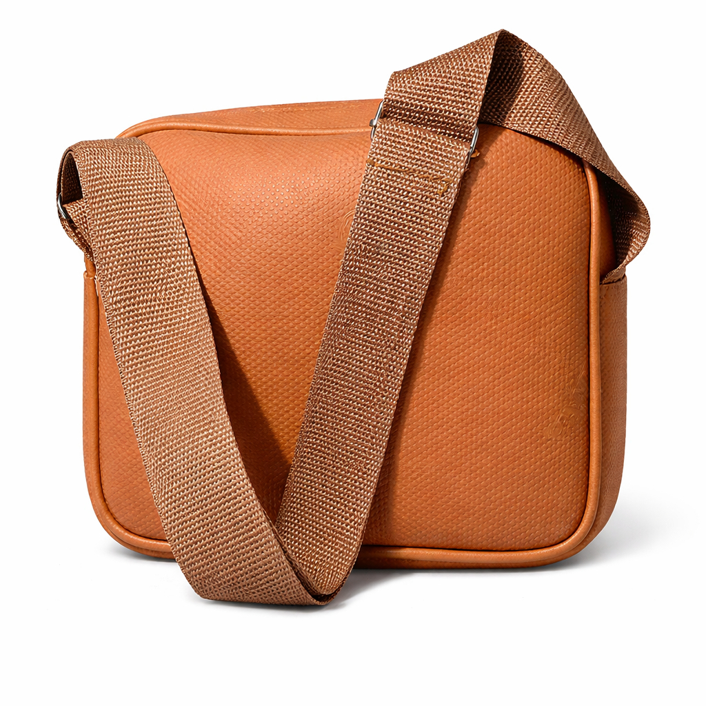 Compact light brown Textured Crossbody Zip Bag
