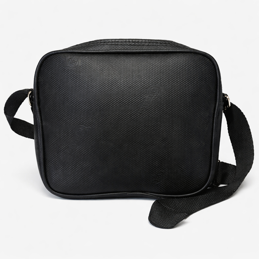 Textured Leather Crossbody Shoulder Bag with Dual Zip Compartments