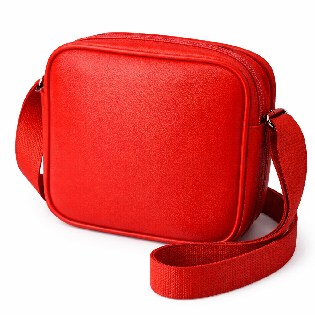 Compact Red Crossbody Zip Bag