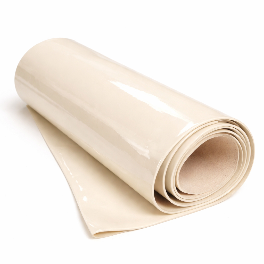 Glossy Ivory Synthetic Leather Fabric