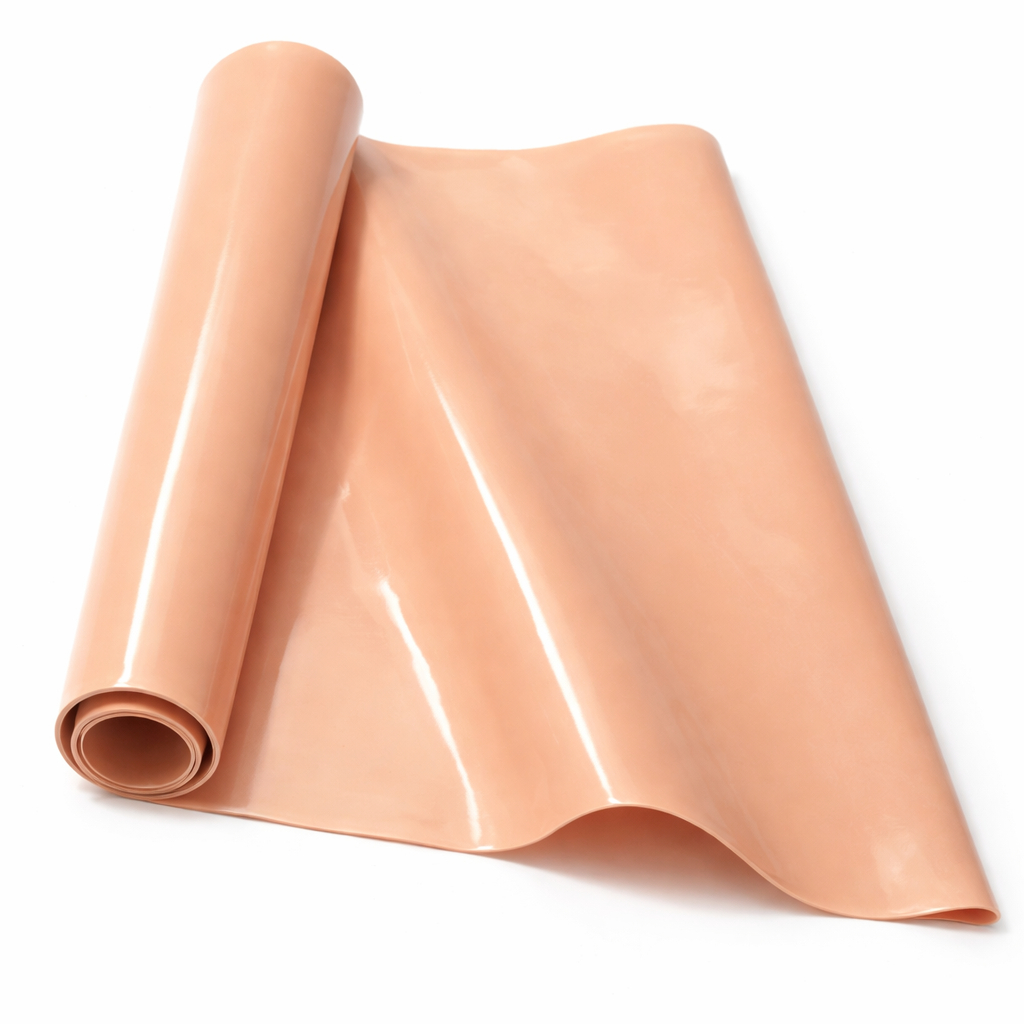 Glossy Peach Pink Synthetic Leather Fabric