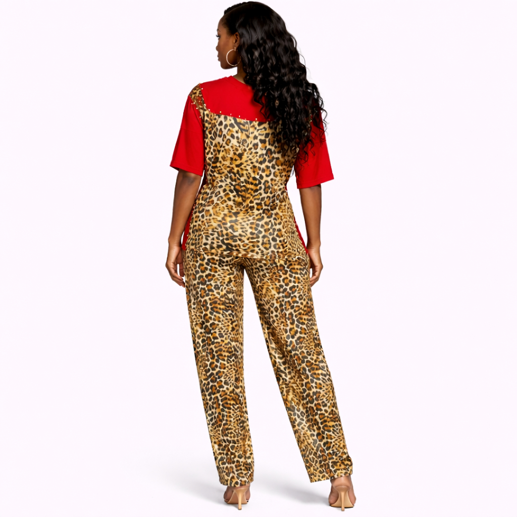 Quality Leopard Print Two Piece Lounge Set