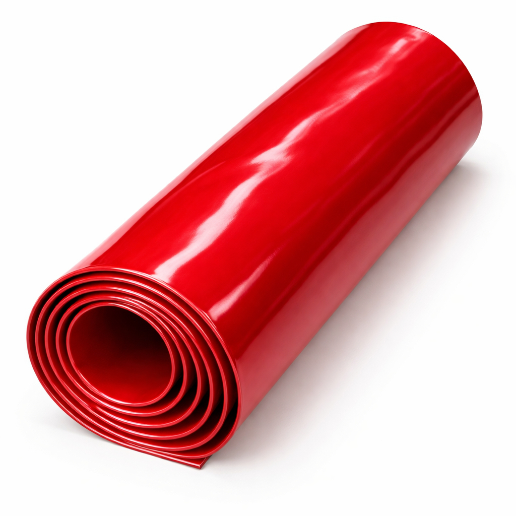 Glossy Bright Red Synthetic Leather Fabric