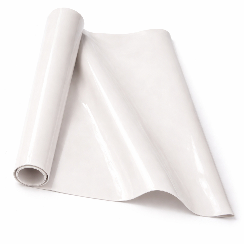 Glossy White Synthetic Leather Fabric
