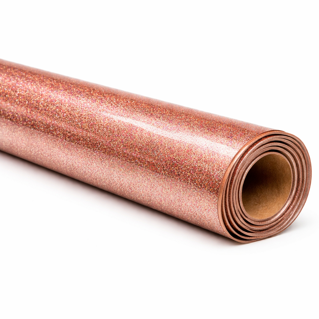 Rose Gold Glitter Synthetic Leather Fabric