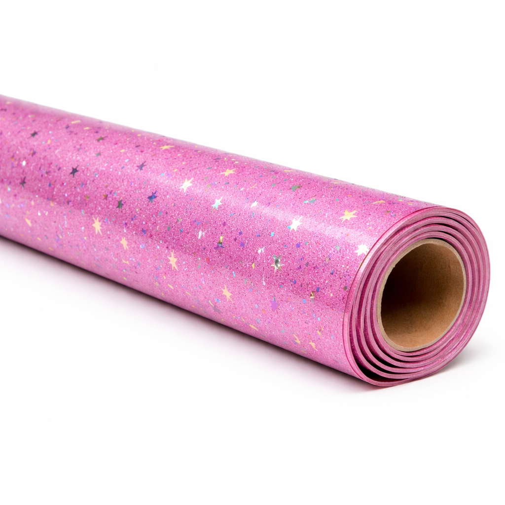 Purple Star Glitter Synthetic Leather Fabric