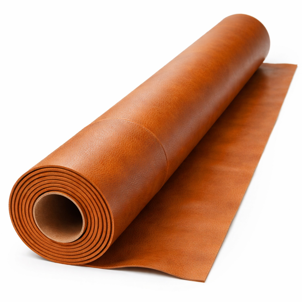 Premium Caramel Brown Synthetic Leather Fabric