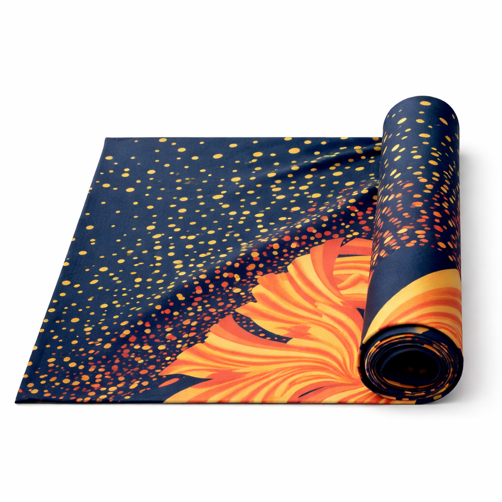 Navy Blue Ankara Fabric with Gold Dot and Floral Pattern