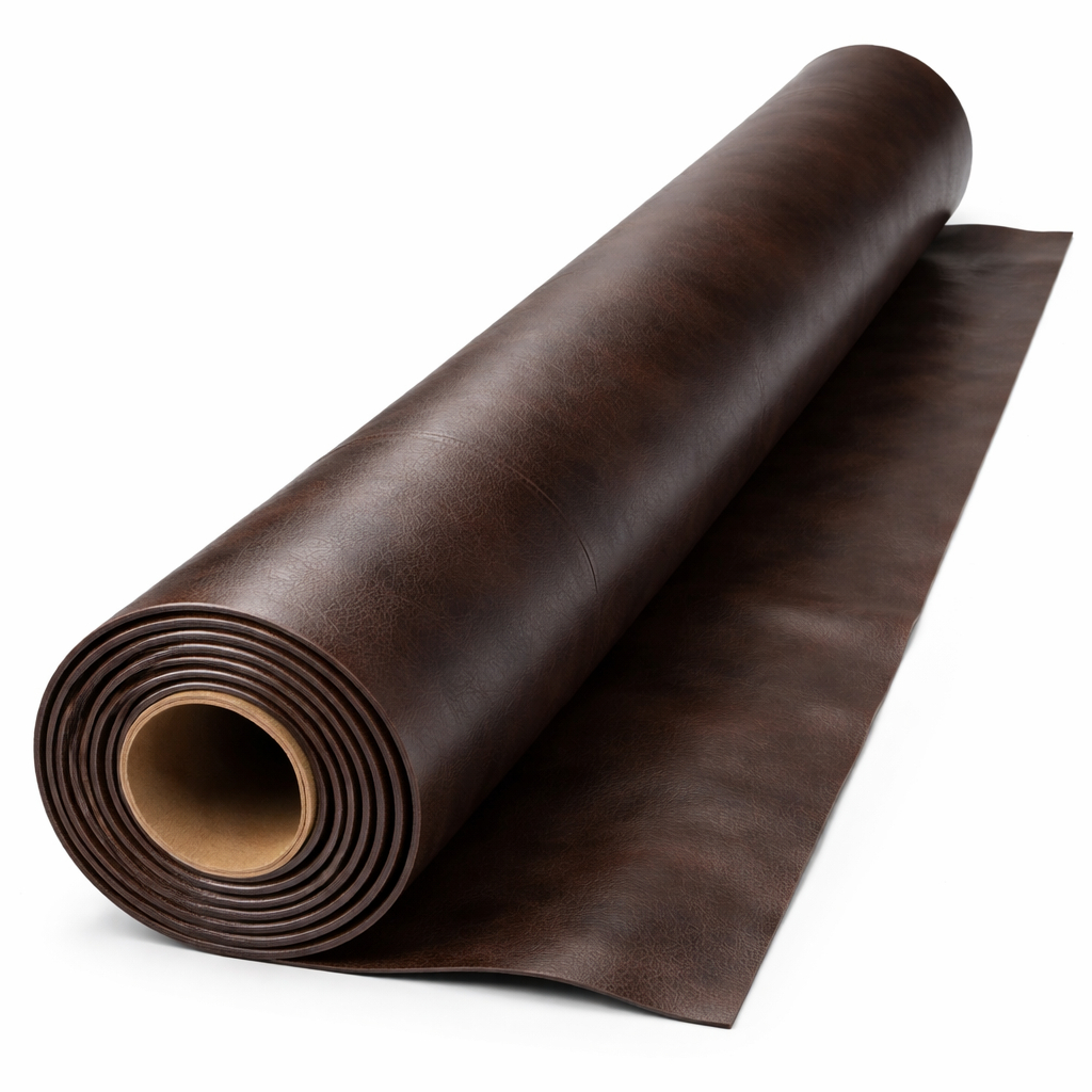 Premium Dark Brown Synthetic Leather Fabric