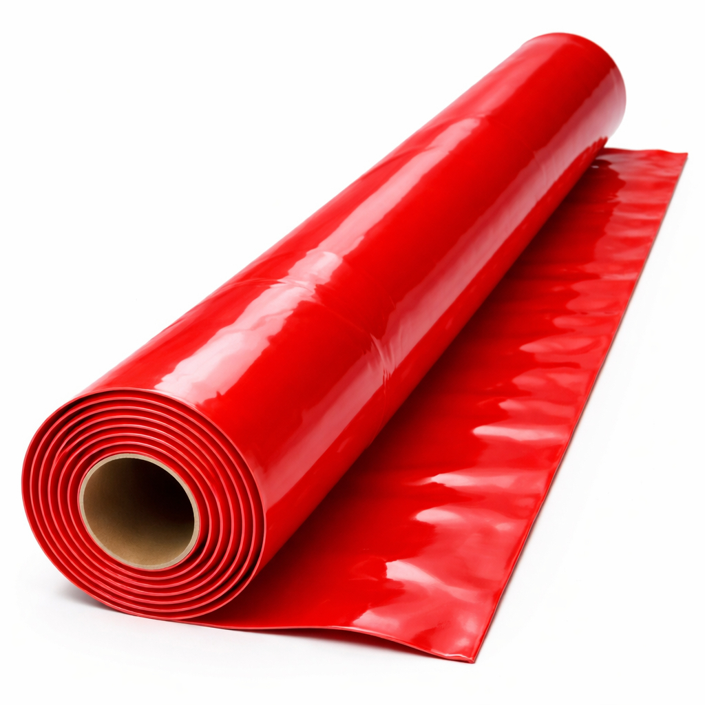 Premium Glossy Red Synthetic Leather Fabric