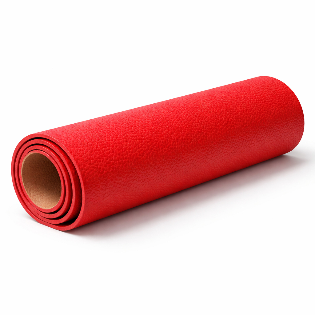 Premium textured Bright Red Synthetic Leather Fabric