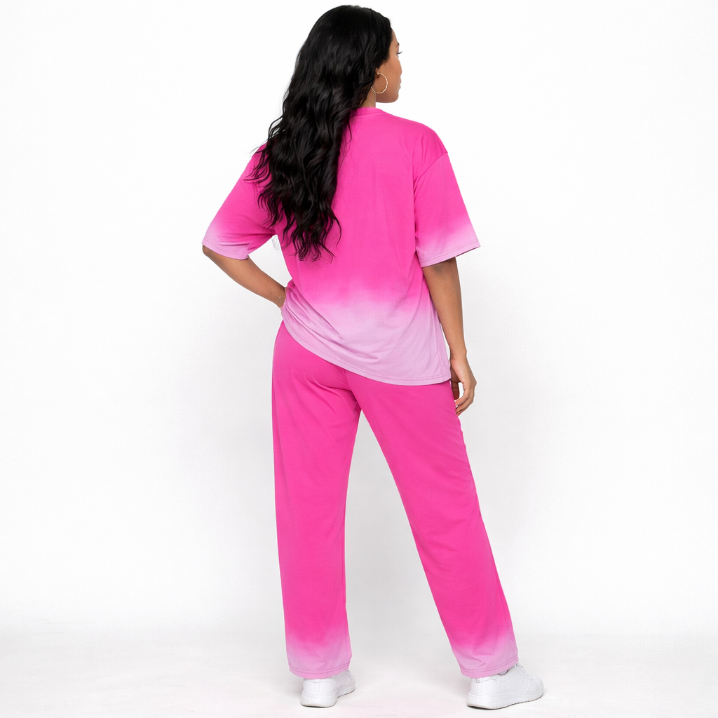 Ladies Two Piece Pink Lounge Set