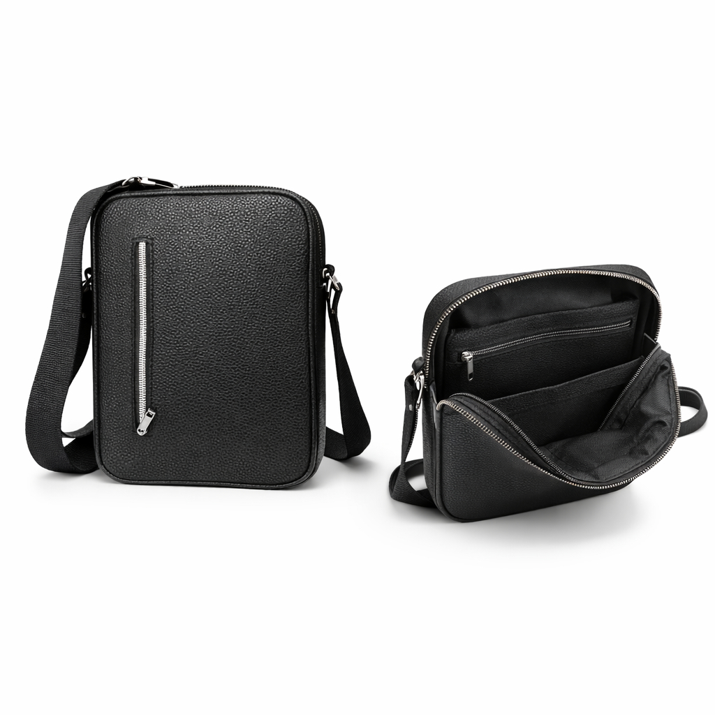 Black Leather Crossbody Pouch