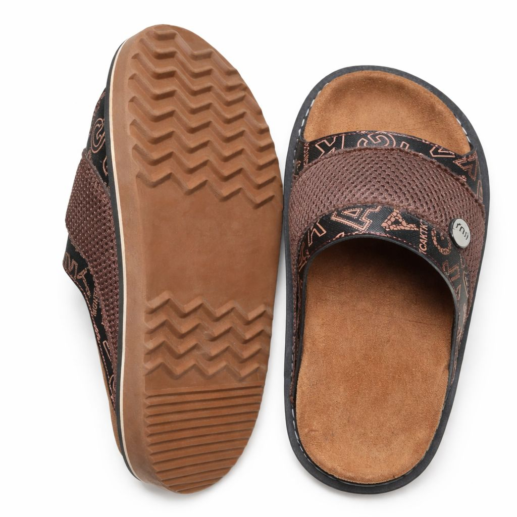 Mens Dual Strap Cushioned Slide Sandals