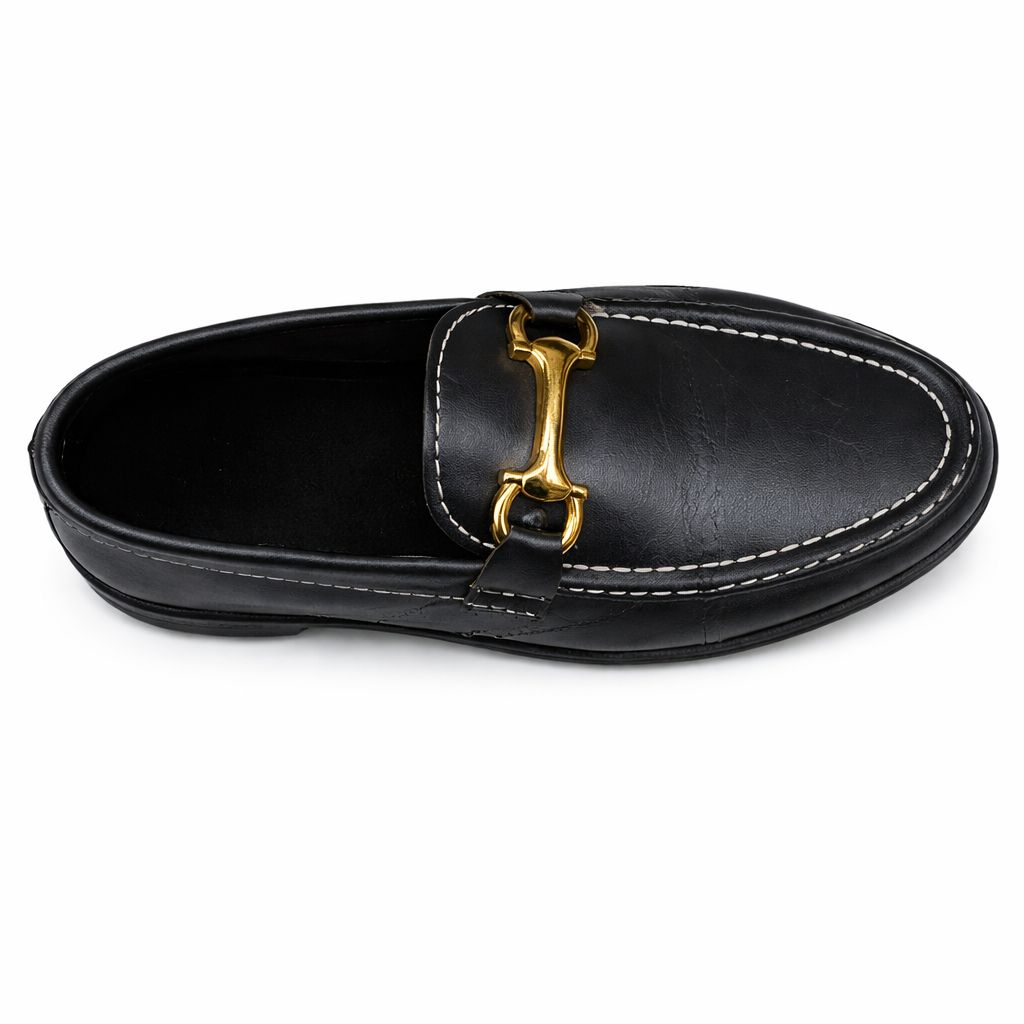 Kids Black Classic Slip On Loafer Shoe
