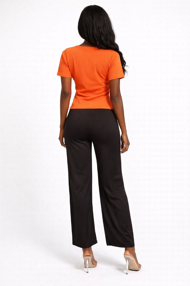 Womens Short Sleeve Bow Detail Knit Top set