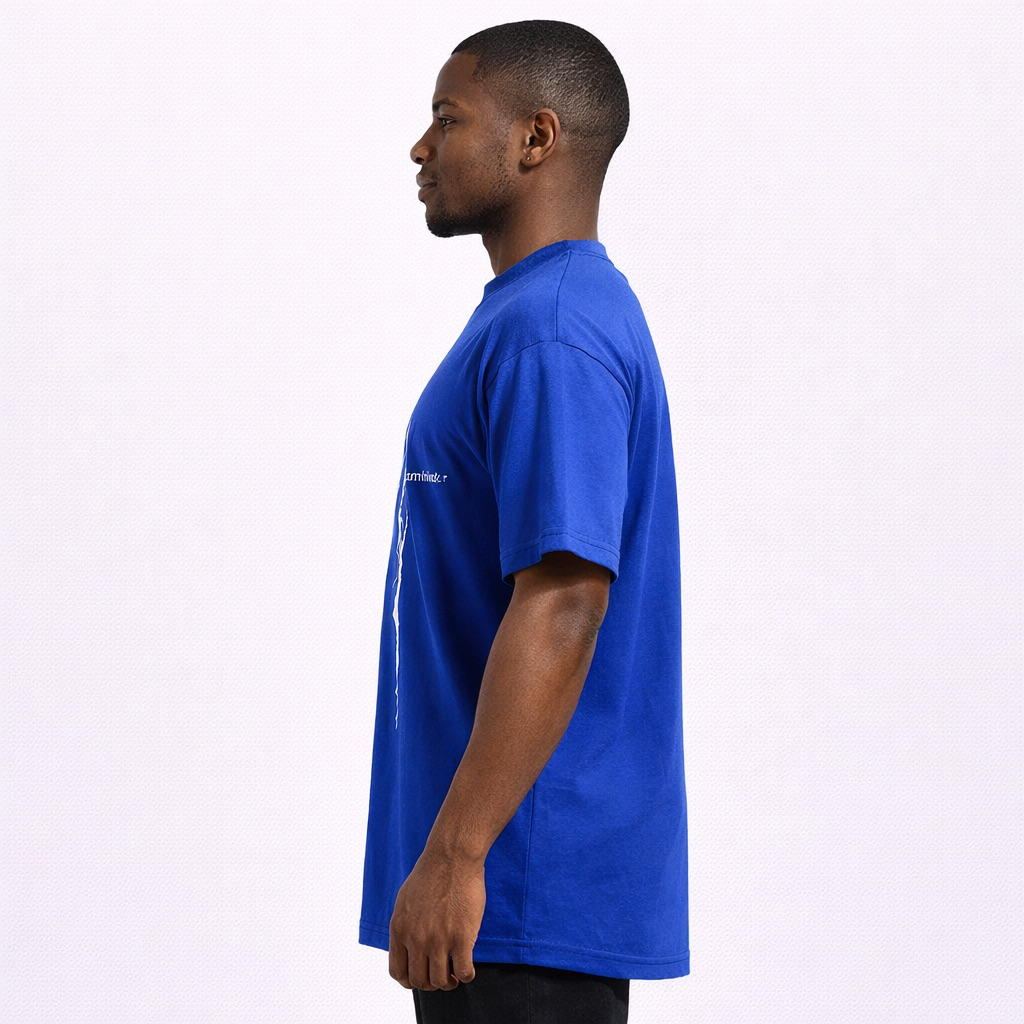 Mens Graphic T Shirt         Blue Lightning and Thunder Print Casual Tee