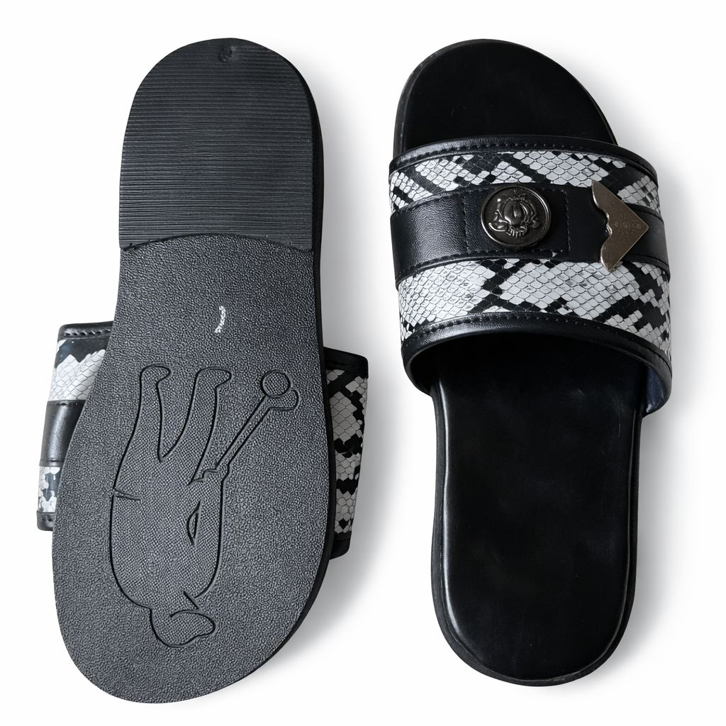 Mens Textured Strap Slip On Slide Sandal