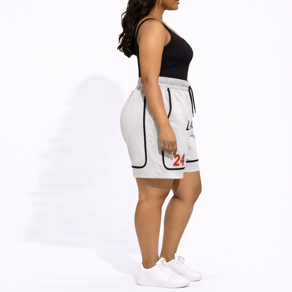 Grey Textured Drawstring Unisex Athletic Shorts