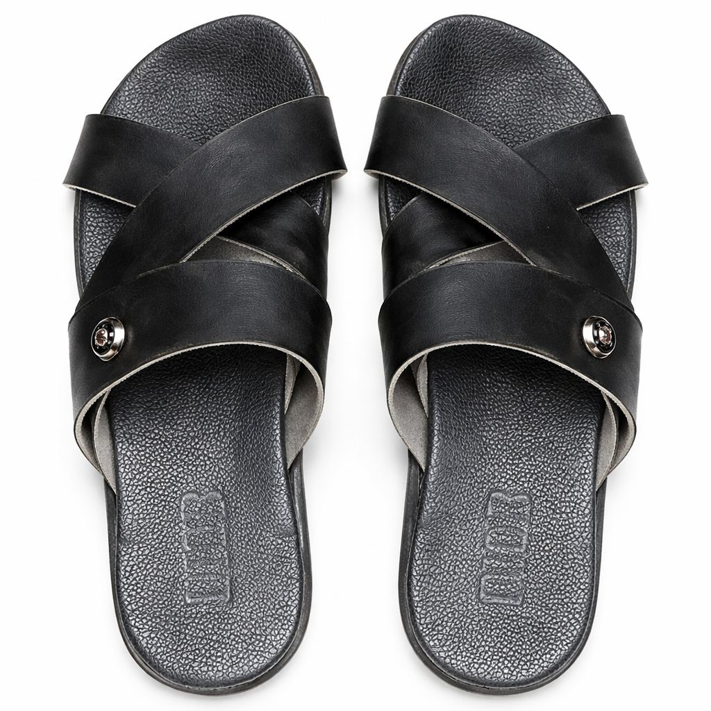 Mens Cross Strap SlipOn Sandals