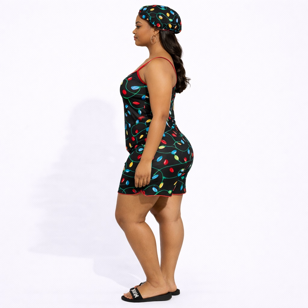 Womens Christmas Light Print Nightwear Set