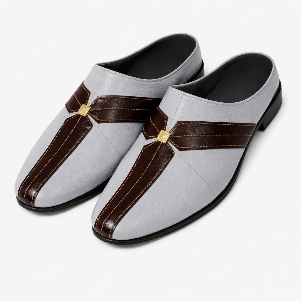 Mens TwoTone SlipOn Loafers with Decorative Strap
