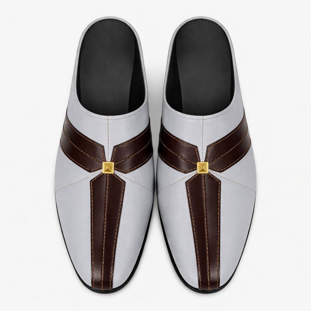 Mens TwoTone SlipOn Loafers with Decorative Strap