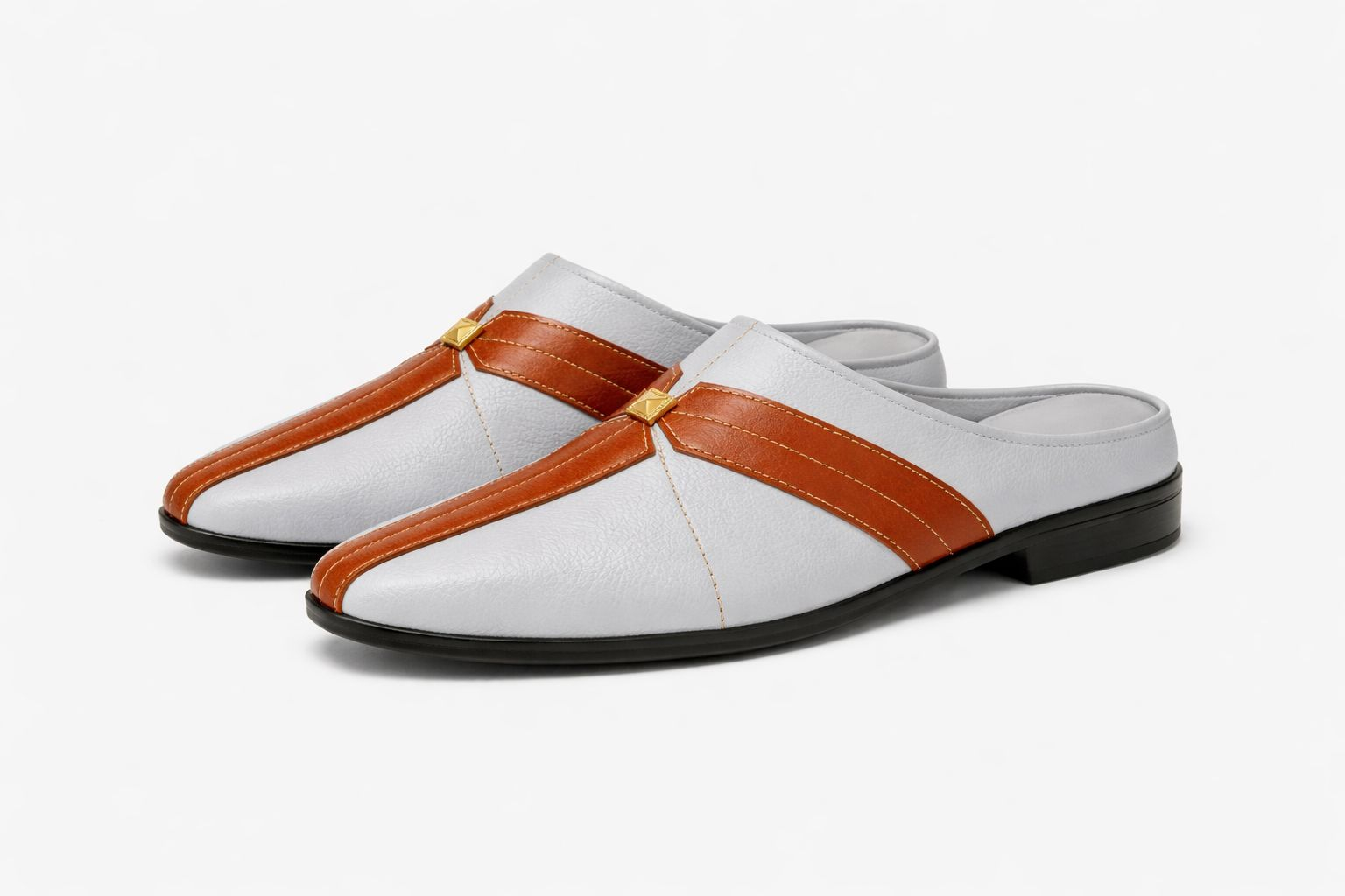 Premium Two Tone Pointed Toe Mule Flats