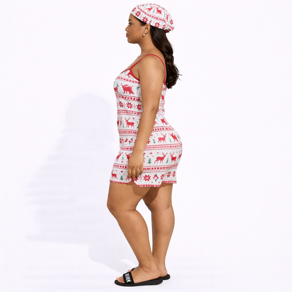 Womens Christmas Knit Print Nightwear Set