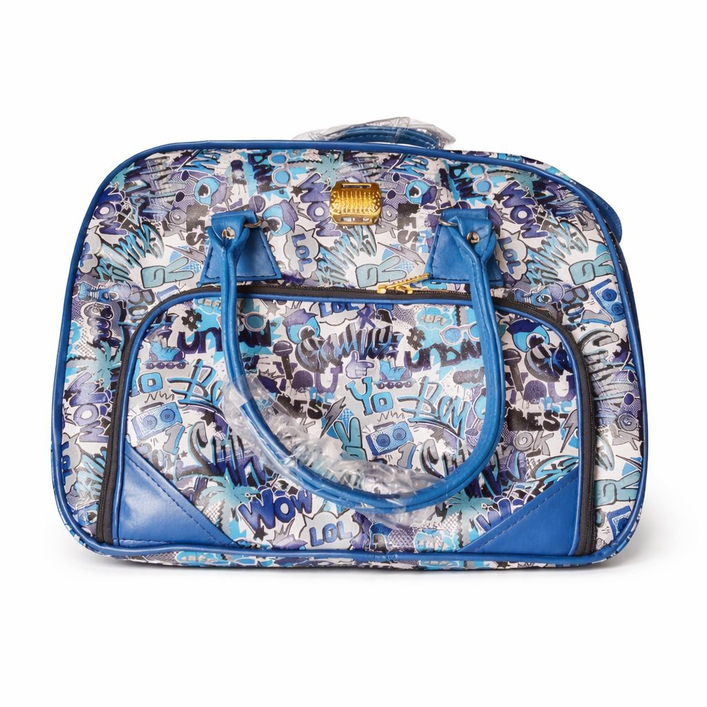 Printed Travel Duffel Bag with Dual Handles and Zipper Closure