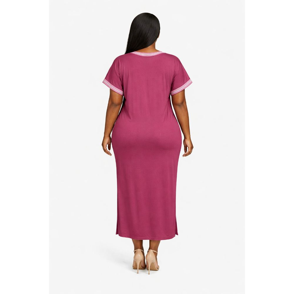 Womens Embellished V Neck Kaftan Dress