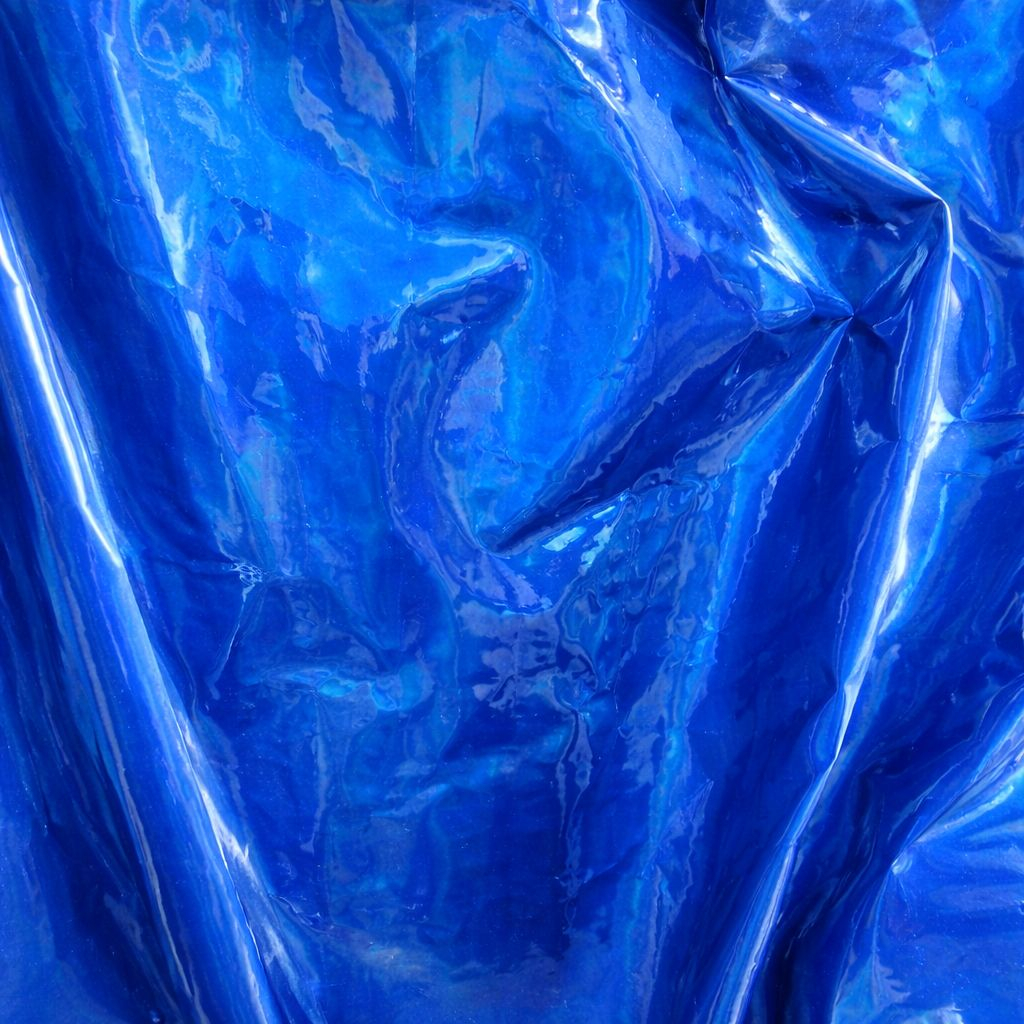 Glossy Blue Holographic Leather Fabric