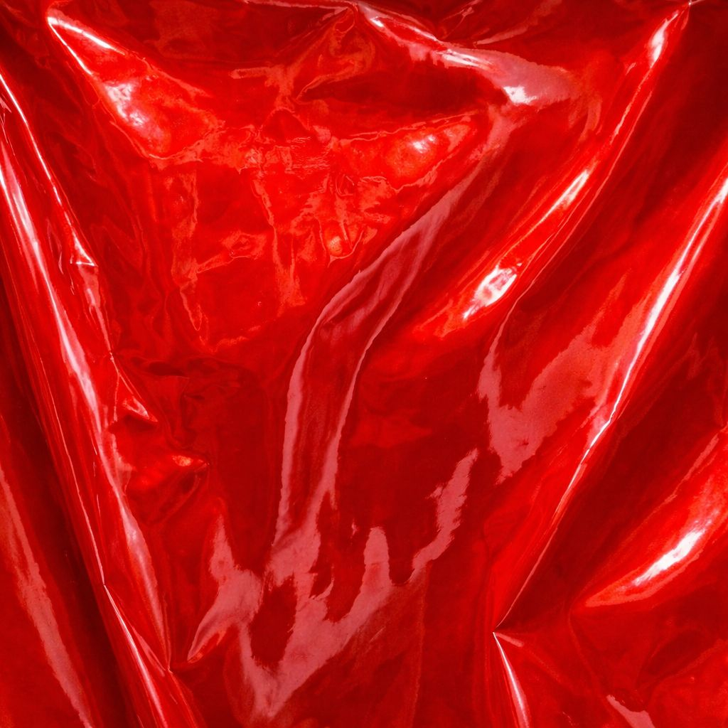 Glossy Red Synthetic Leather Fabric  High Shine PU Upholstery Material