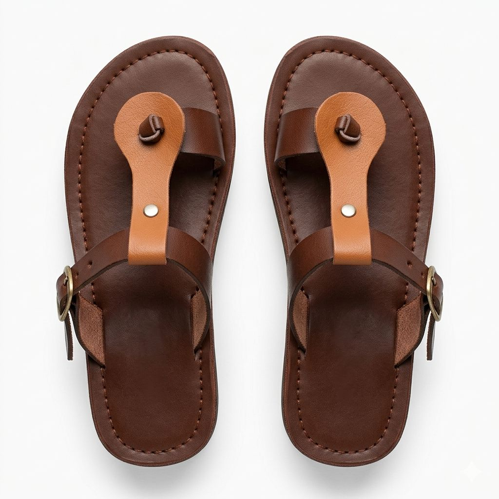 Kids Brown Leather Toe Loop Sandal