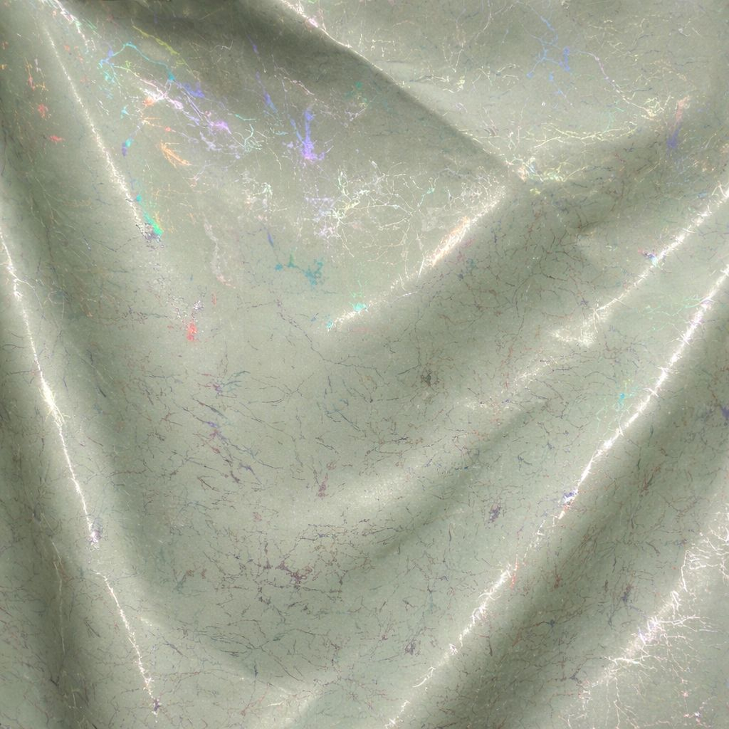 Iridescent Mint Green Synthetic Leather Fabric   Marble Effect PU Upholstery Material