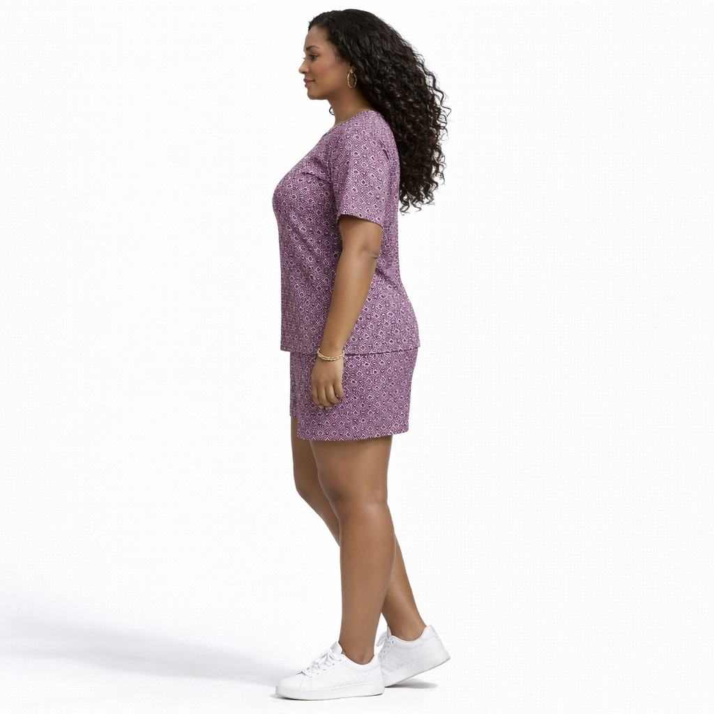 Berry Geo Print Two Piece Lounge Set