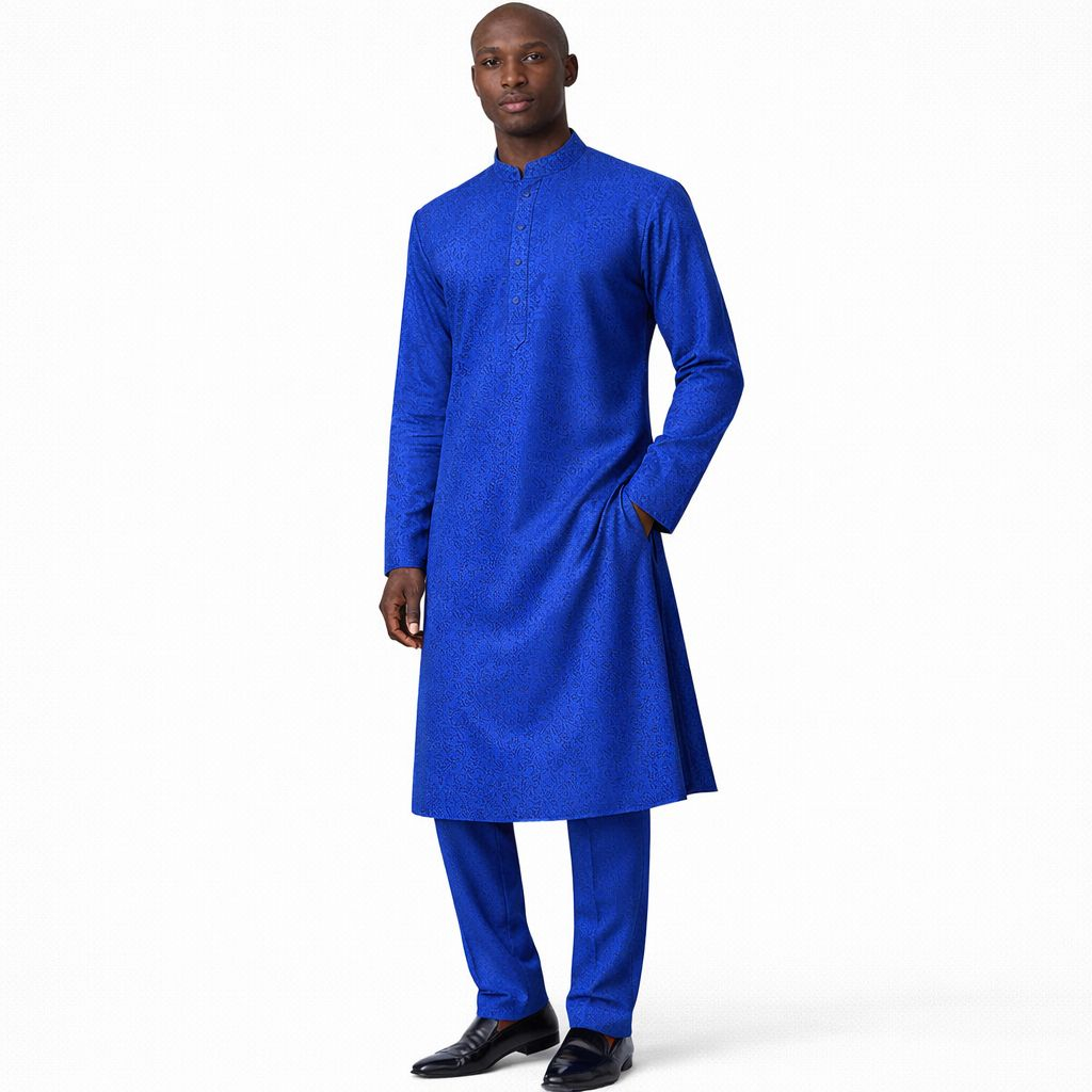 Royal Blue Jacquard Senator Fabric