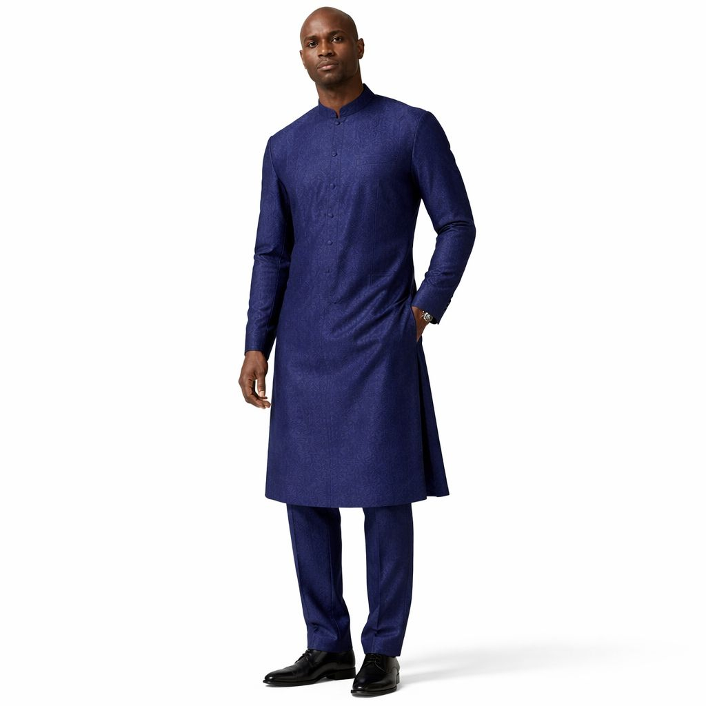 Navy Blue Brocade Senator Fabric