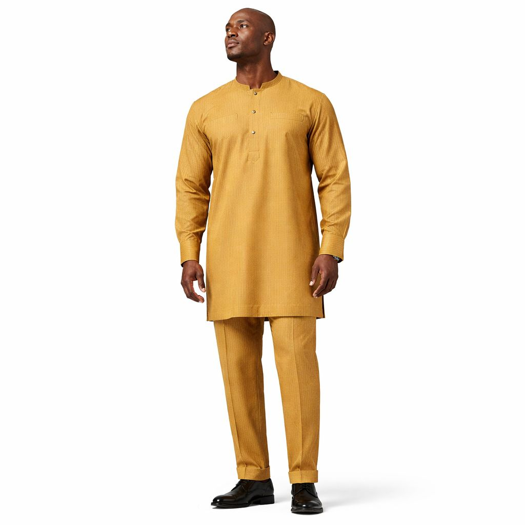 Mustard Gold Pinstripe Fabric Material