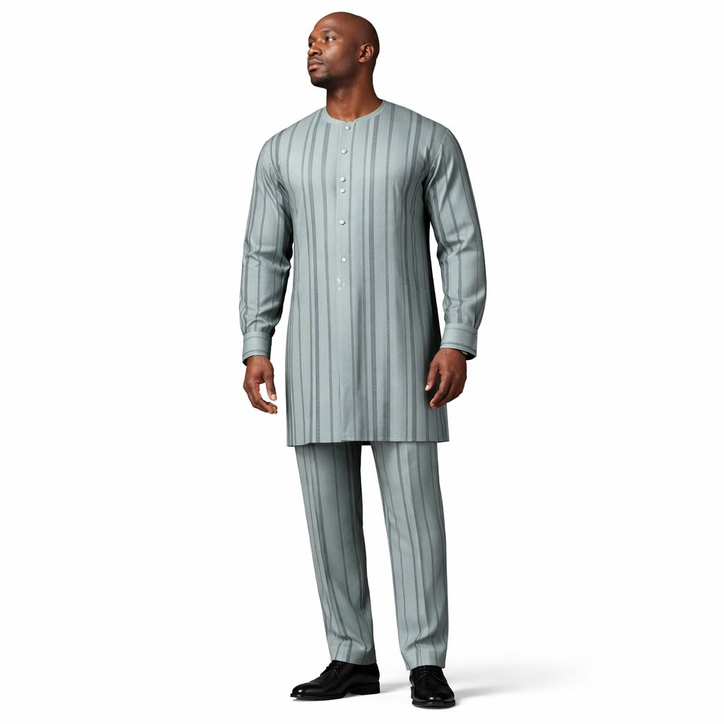 Grey Striped Satin Fabric