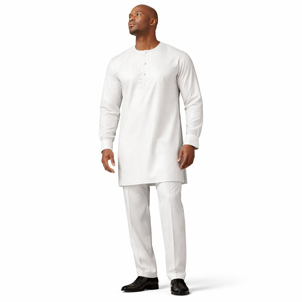 White Subtle Pinstripe Satin Fabric