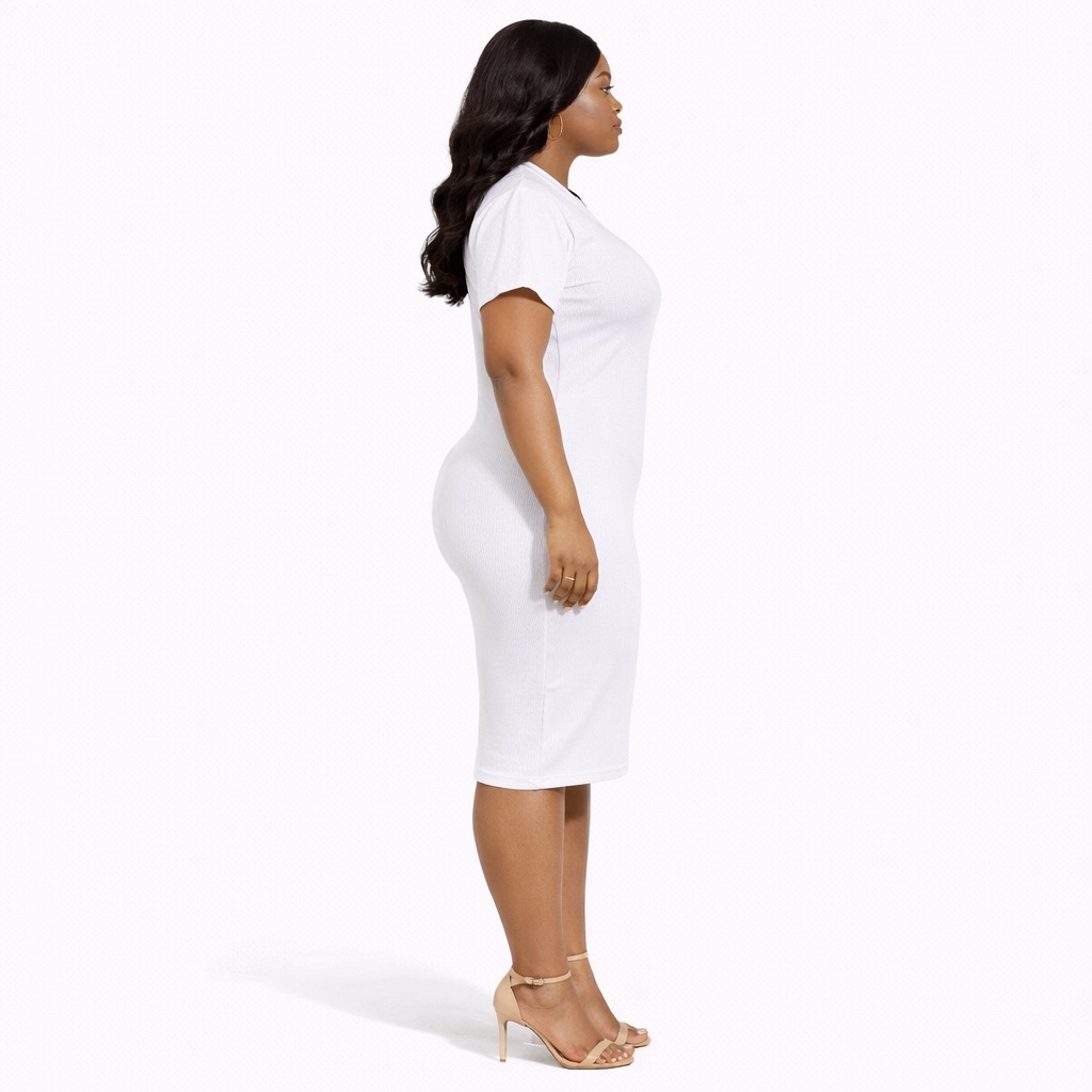 Womens White Ribbed Bodycon Mini Dress with Logo Print