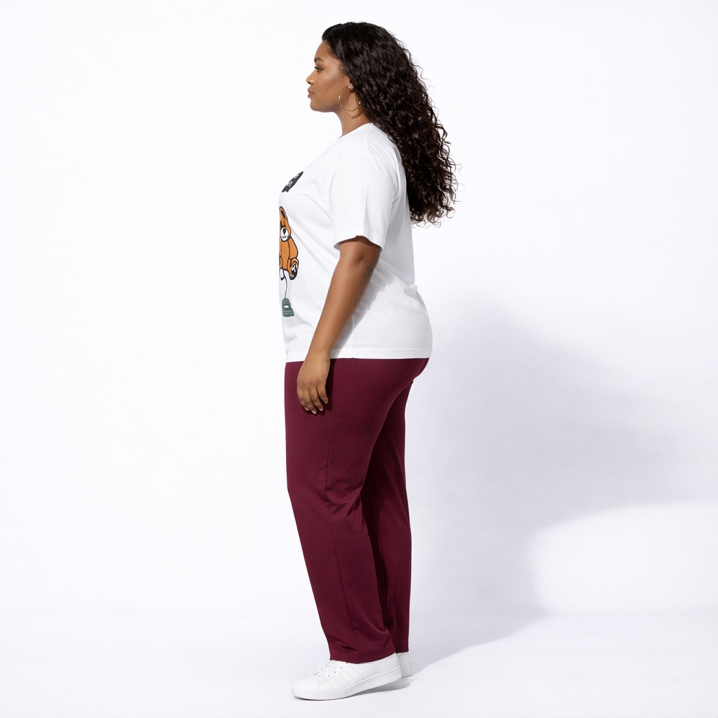 Womens  Graphic T Shirt and Red Pants Two Piece Casual Set